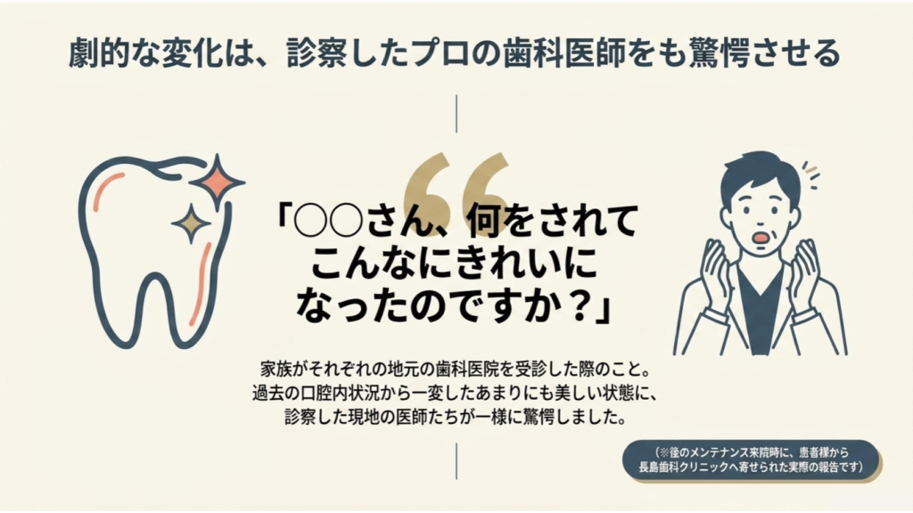 「『何をされたんですか？』他の歯科医院の先生も驚いた、ご家族に広がった歯周病予防の実話」